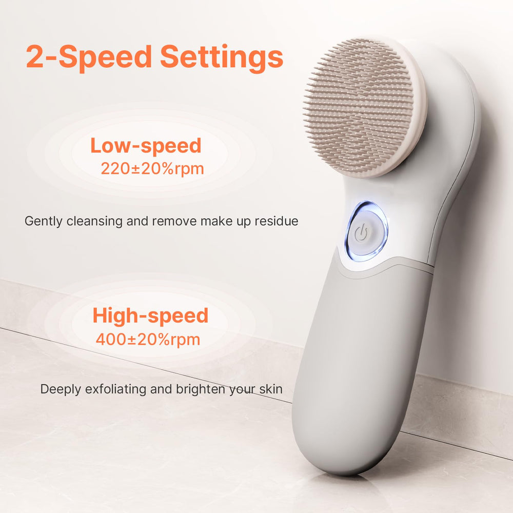 TOUCHBeauty face scrubber displays three brush heads for customizable skincare.