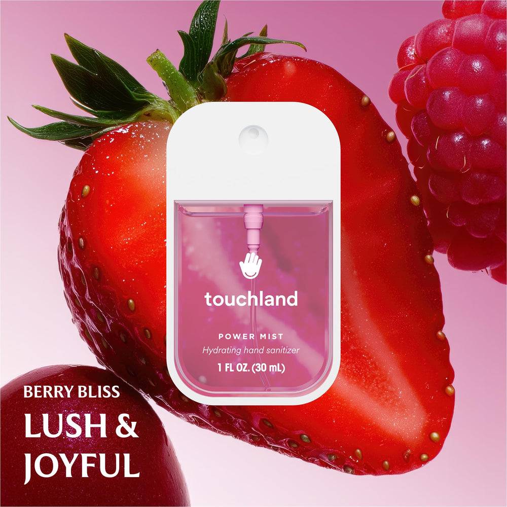 Touchland Fruity Crush Micro Mist Dispersion—fast-absorbing aroma refresh without heaviness.
