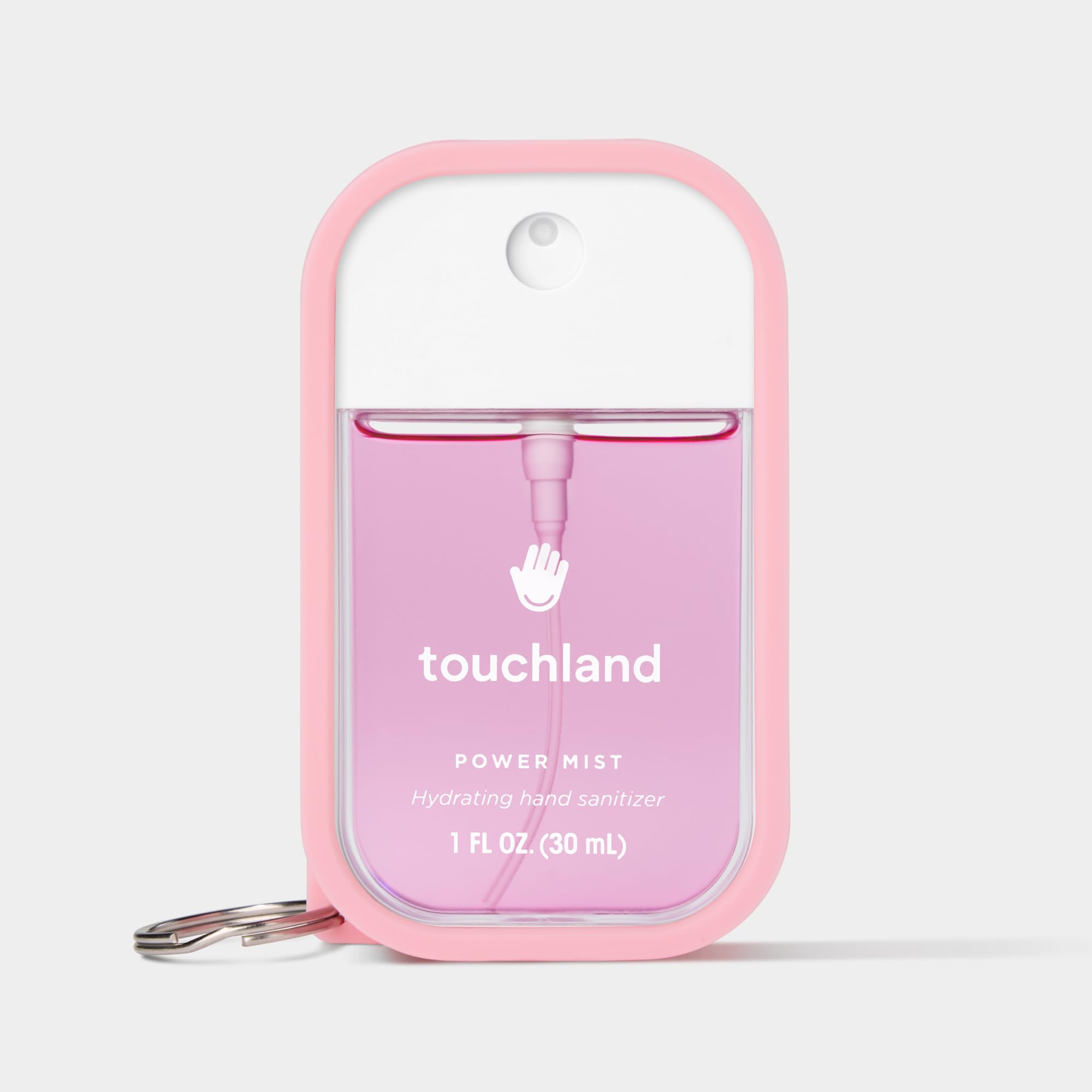 Touchland Hand Mist Case Trio Black, keyring attachment showcases convenient on-the-go access.
