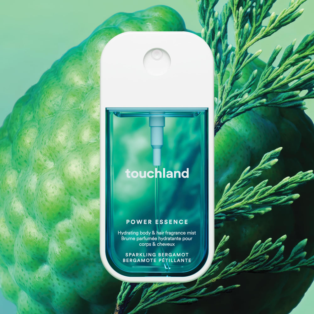 Touchland hyaluronic acid and niacinamide ingredients highlighted for hydrating care.