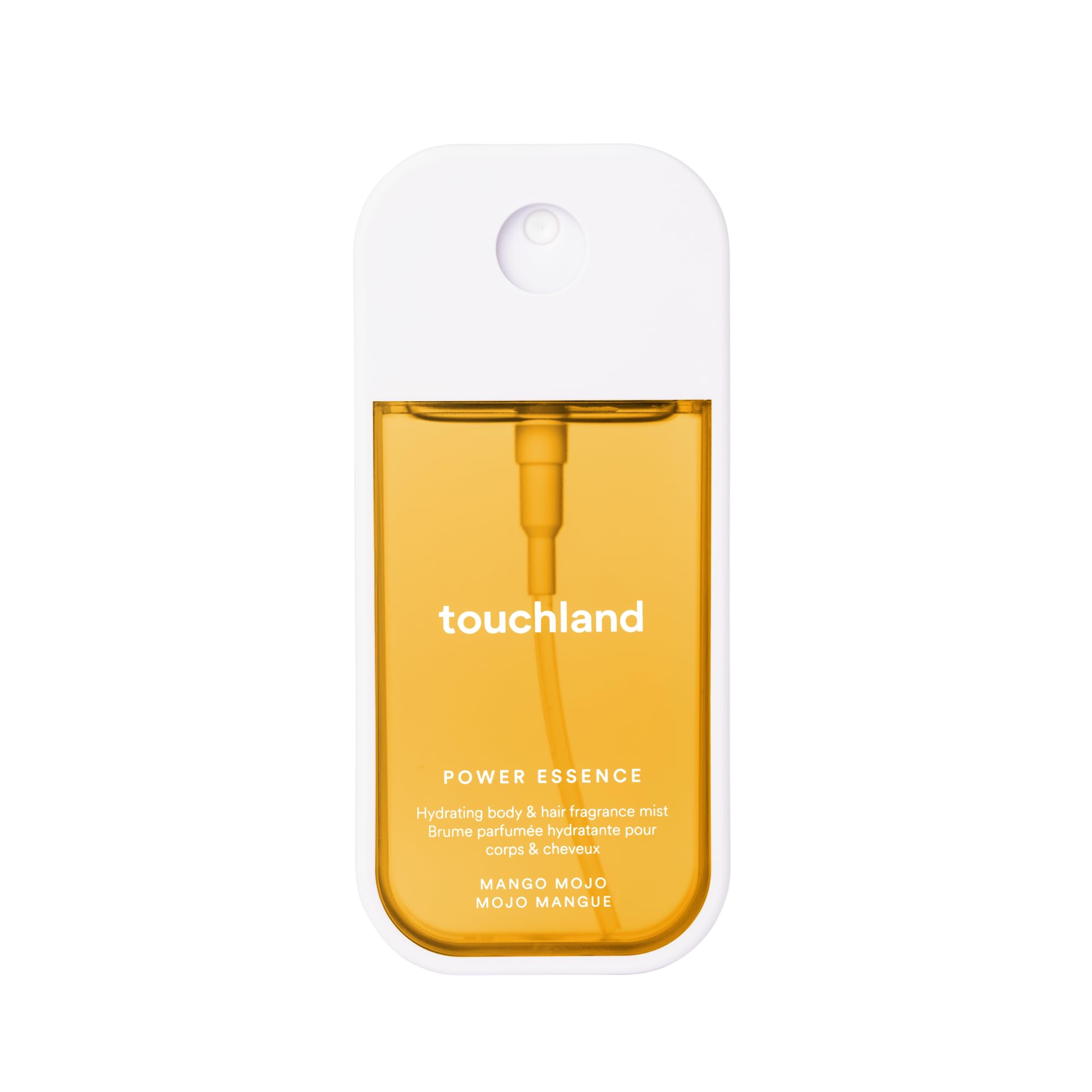 Touchland Mango Mojo bottle front view, hydrating body mist.