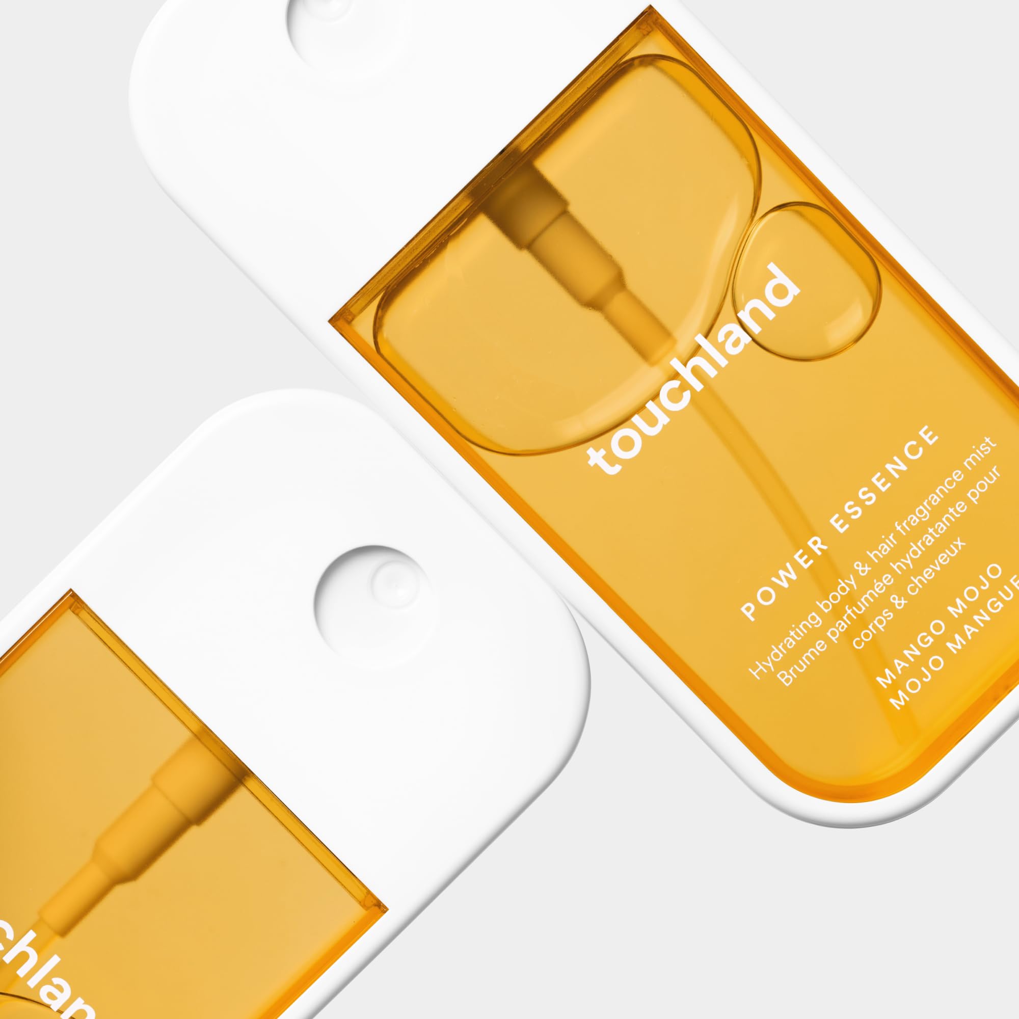 Dermatologist-tested Touchland Mango Mojo bottle label.