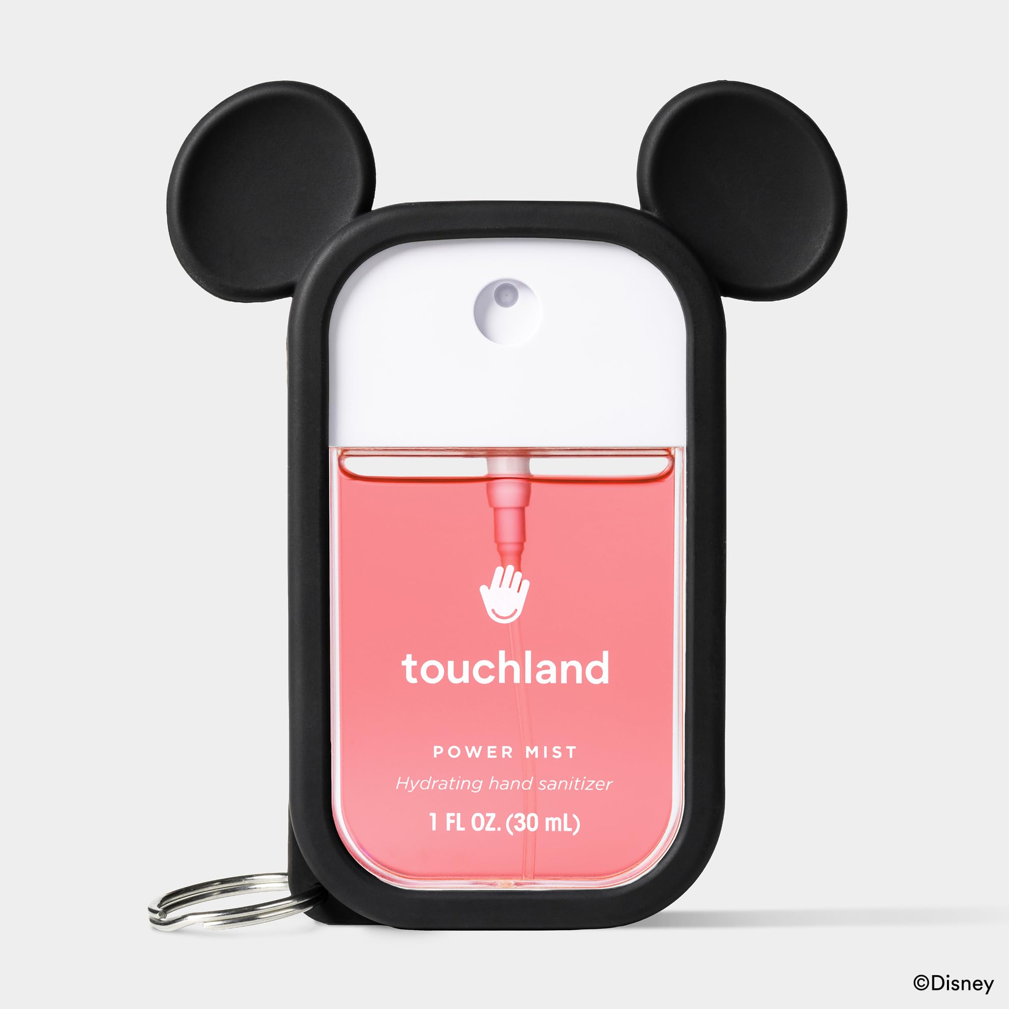 Touchland Mist Case with keyring attachment keeps sanitizer reachable during errands.