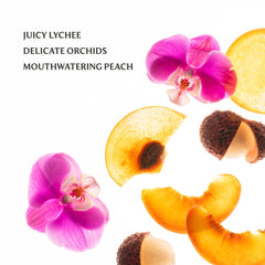 Touchland Peachy Lychee mist spray-action demonstrates easy, quick fragrance reapplication.