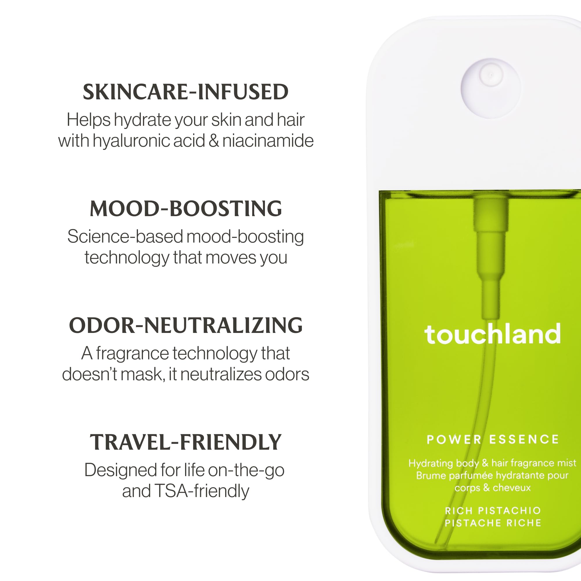 Touchland Rich Pistachio skincare ingredients support hydration and skin feel