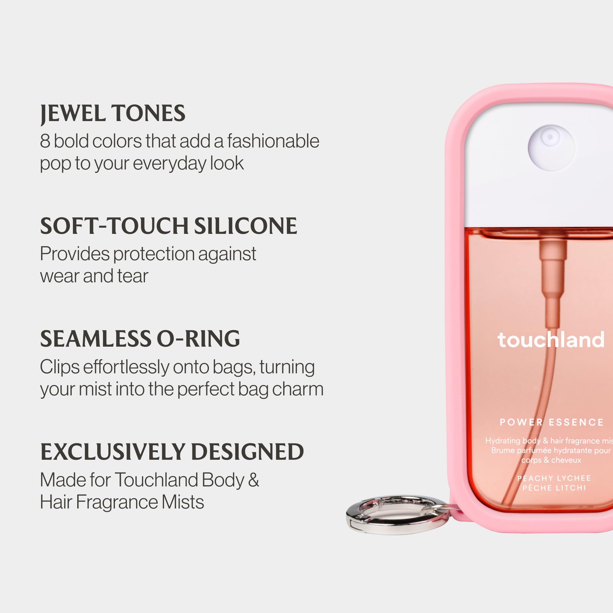 Touchland silicona suave, tacto cómodo y duradero para uso frecuente.