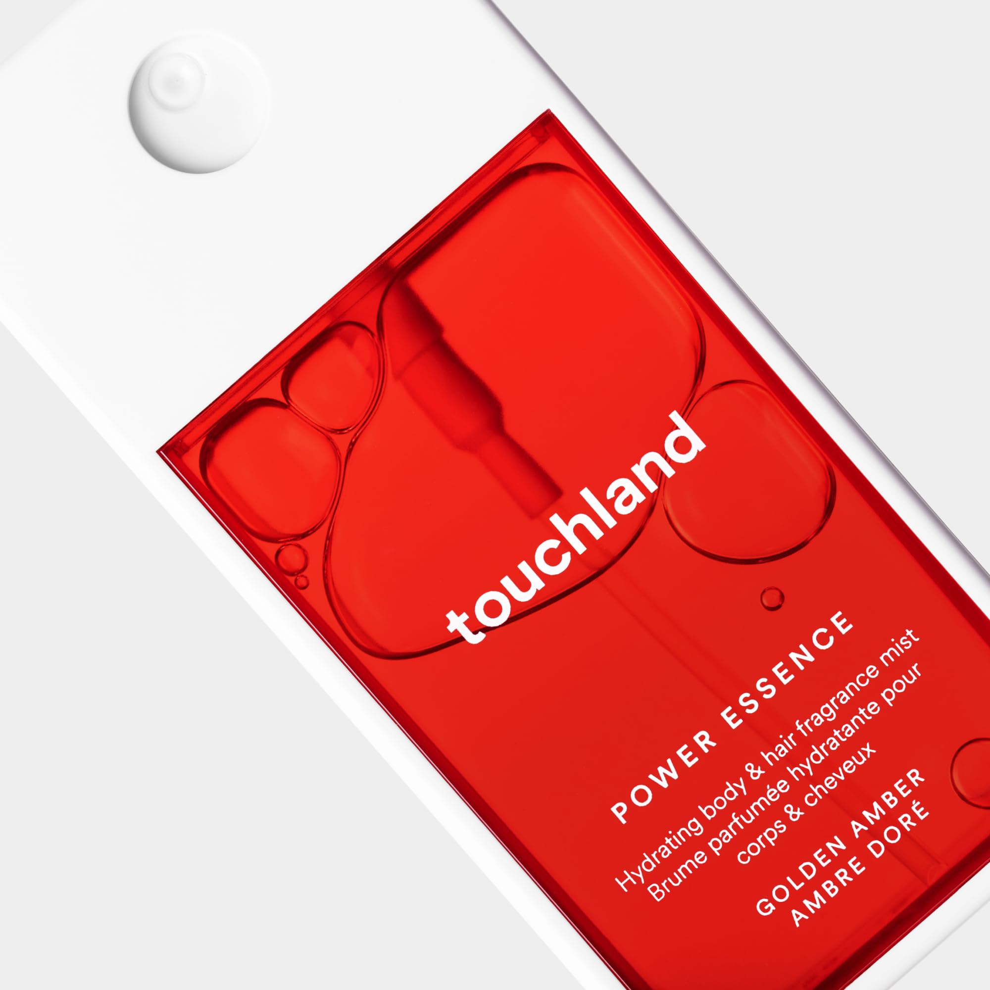 Touchland skin-care ingredients visual featuring hyaluronic acid and panthenol for hydrated skin