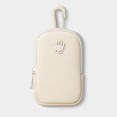 Touchland Touchette Ivory pouch with snap hook secures attachment to belt loop or bag.
