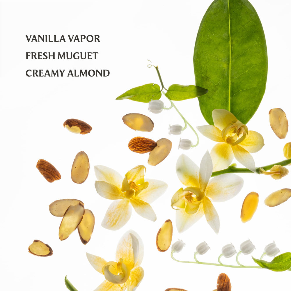 Touchland Vanilla Indulgence label close-up showcasing vegan, cruelty-free promise.
