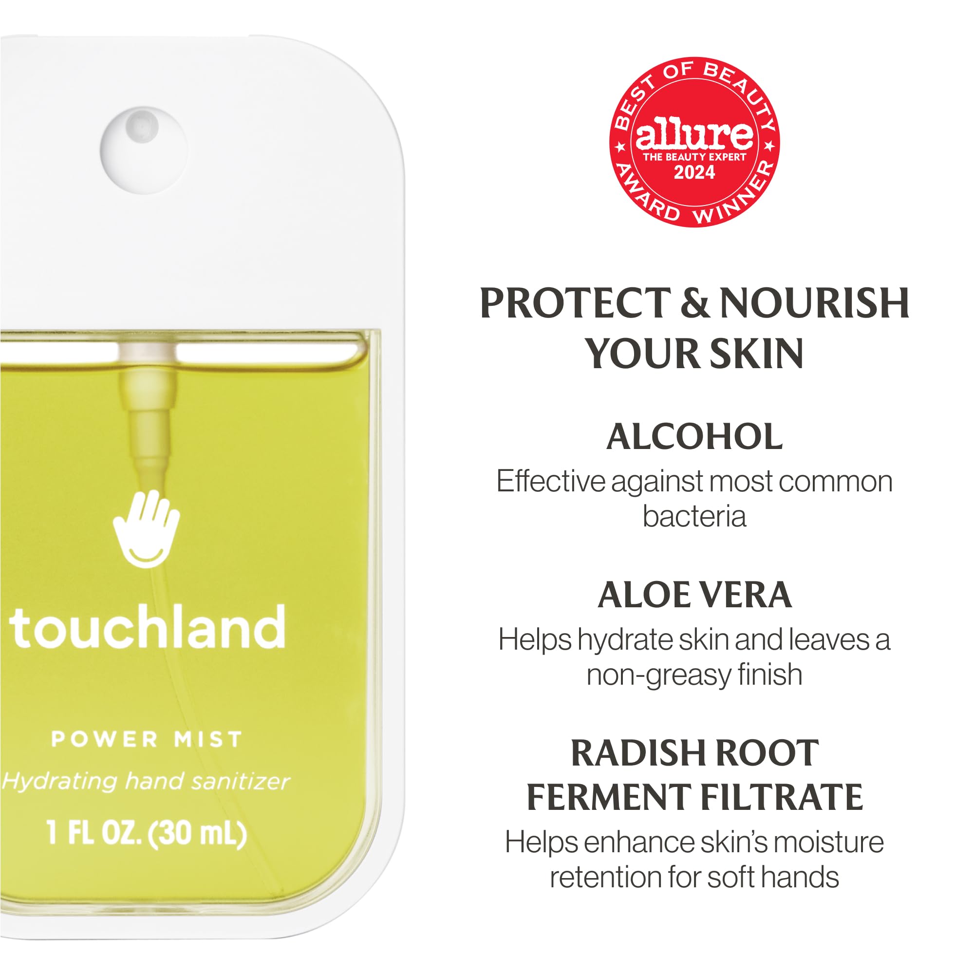Touchland Vanilla Velvet fragrance mist on skin during a daily refresh.