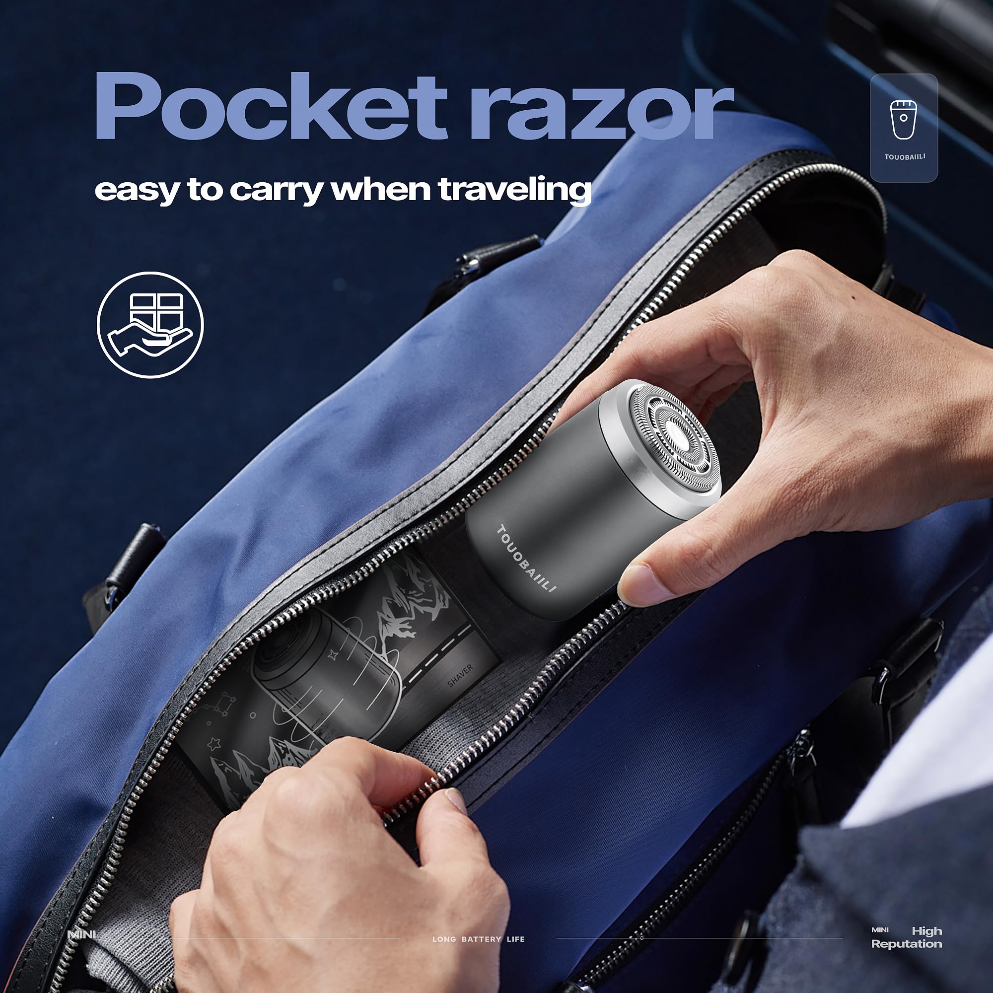 Touobaiili electric foil shaver ergonomic design emphasizes comfortable grip for precise handling.