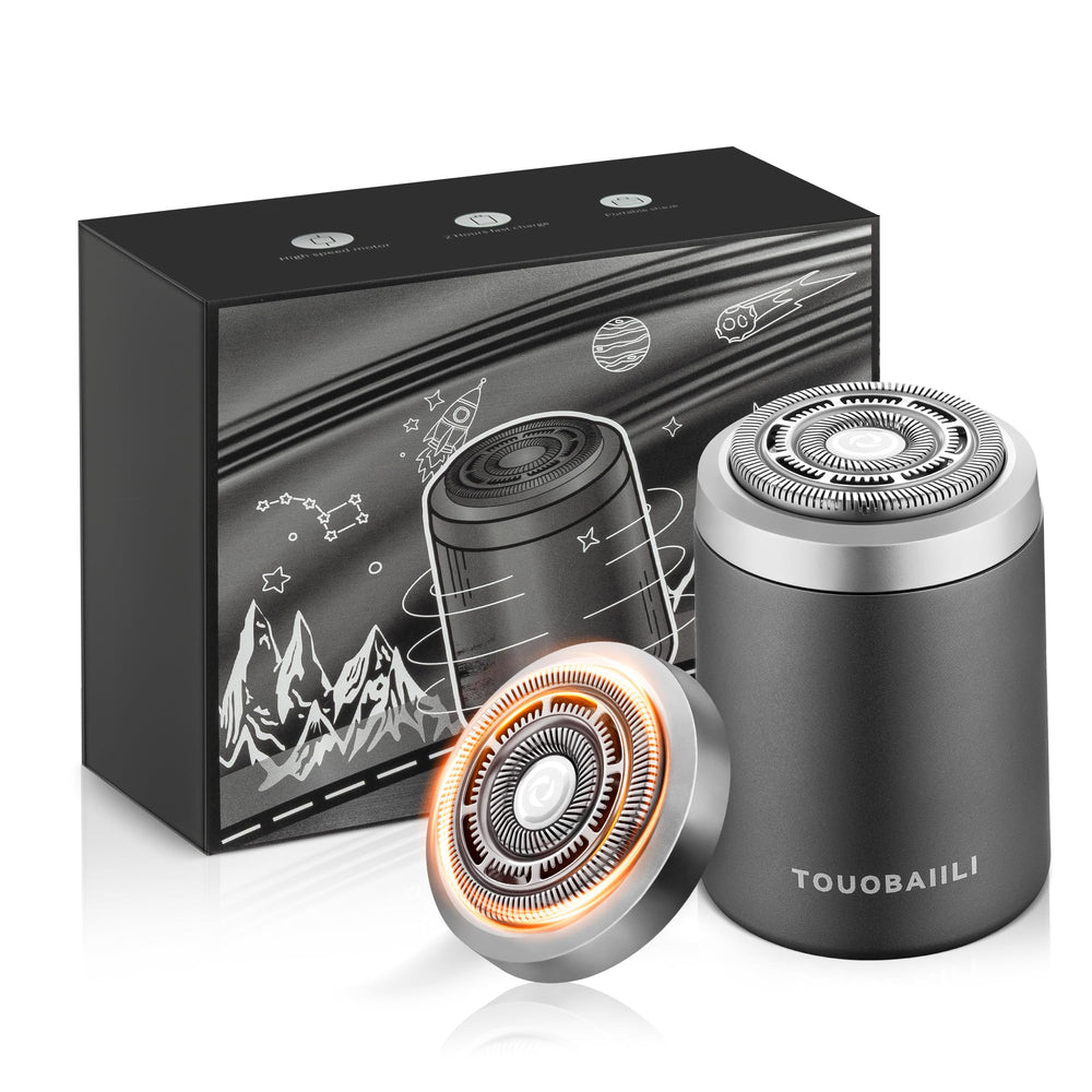 Touobaiili electric foil shaver face close-up showing skin-friendly precision blades for sensitive skin.