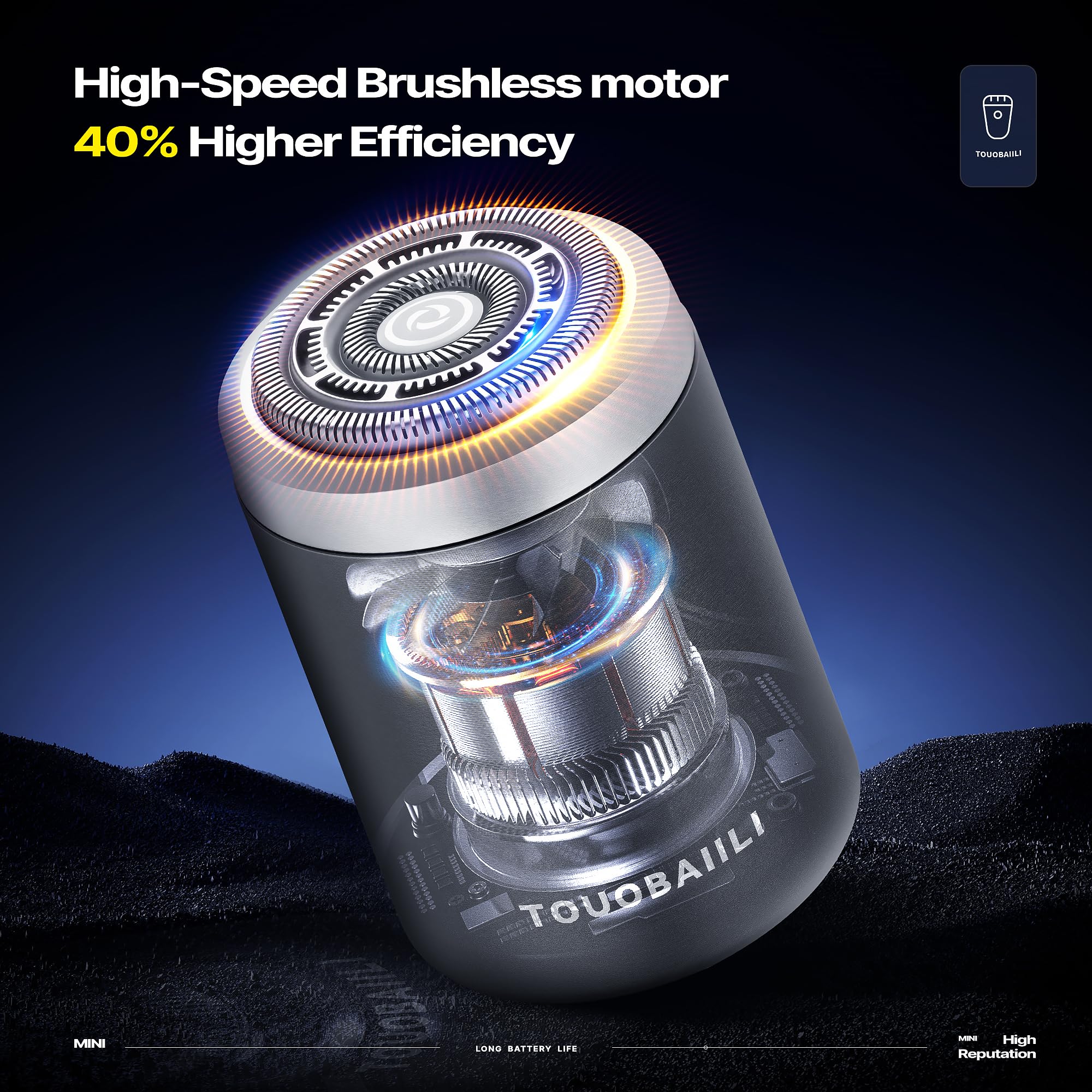Touobaiili electric foil shaver wet-dry use illustrates convenient shower grooming with gel or dry passes.