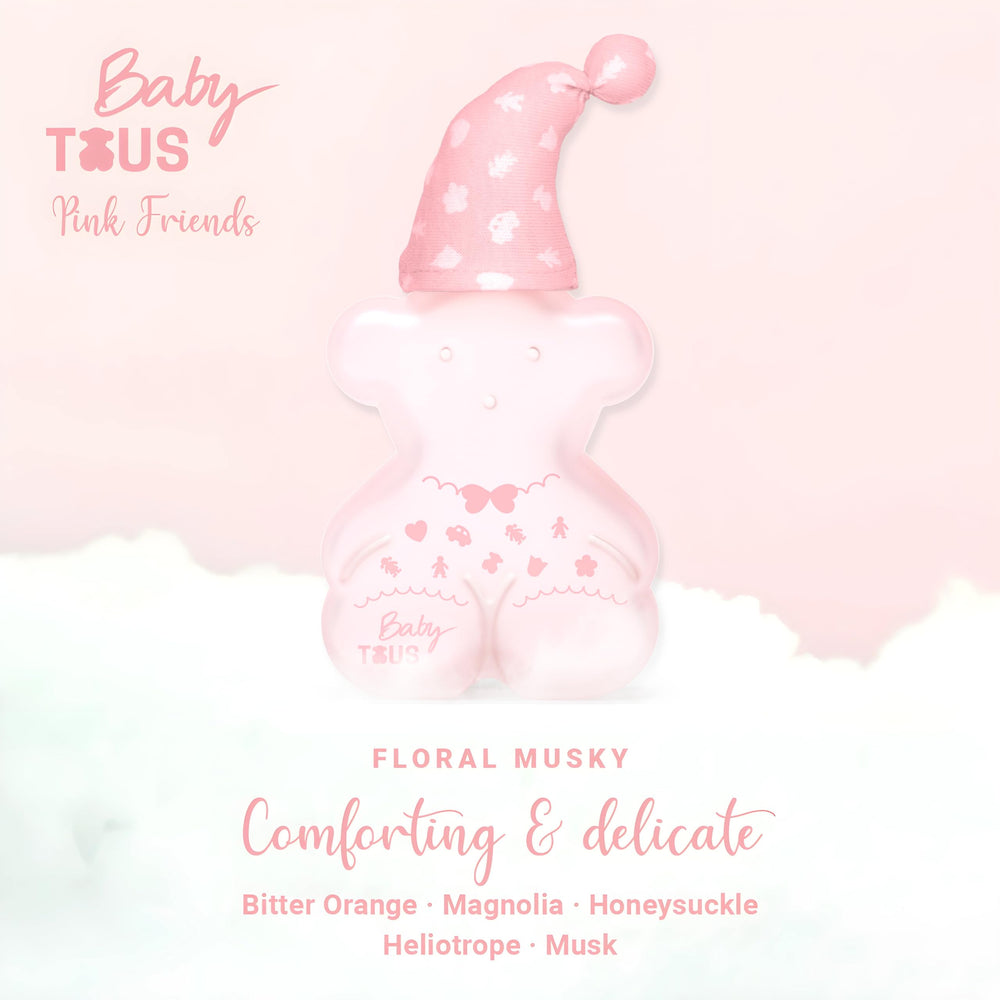TOUS Baby Cologne for Girls cap closeup highlights soft notes and easy, everyday application.