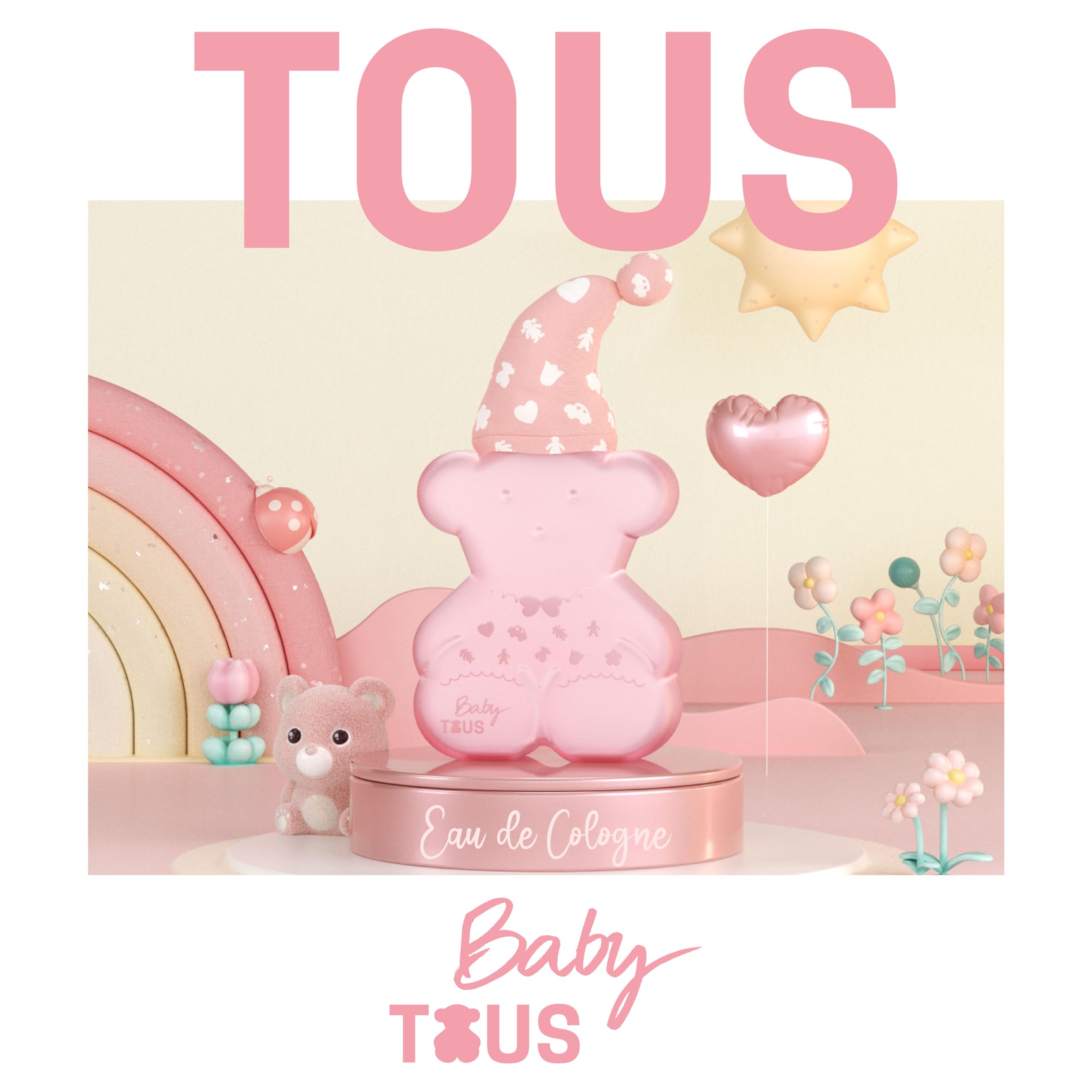 TOUS Baby Cologne for Girls fragrance swirl image suggests neroli, mandarin, and bergamot notes.