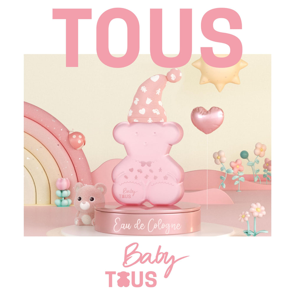 TOUS Baby Cologne for Girls fragrance swirl image suggests neroli, mandarin, and bergamot notes.