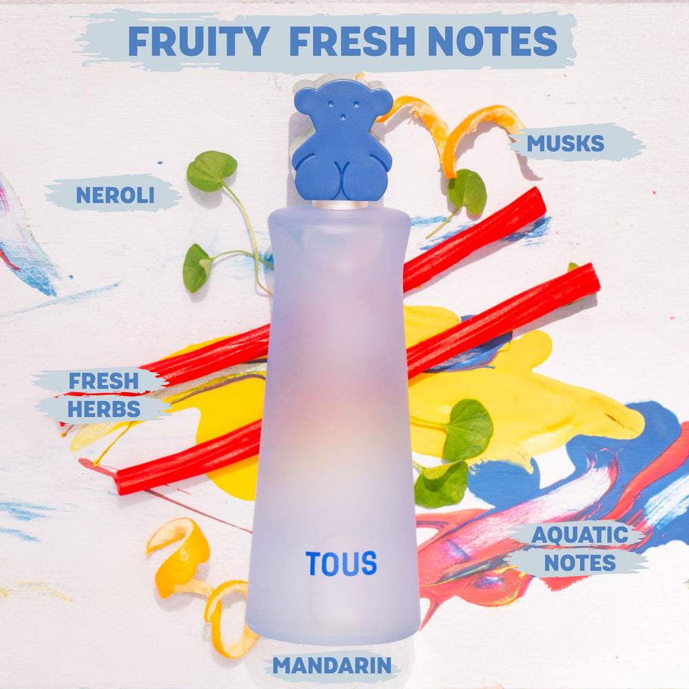TOUS glass 3.4oz bottle ready for daily use.