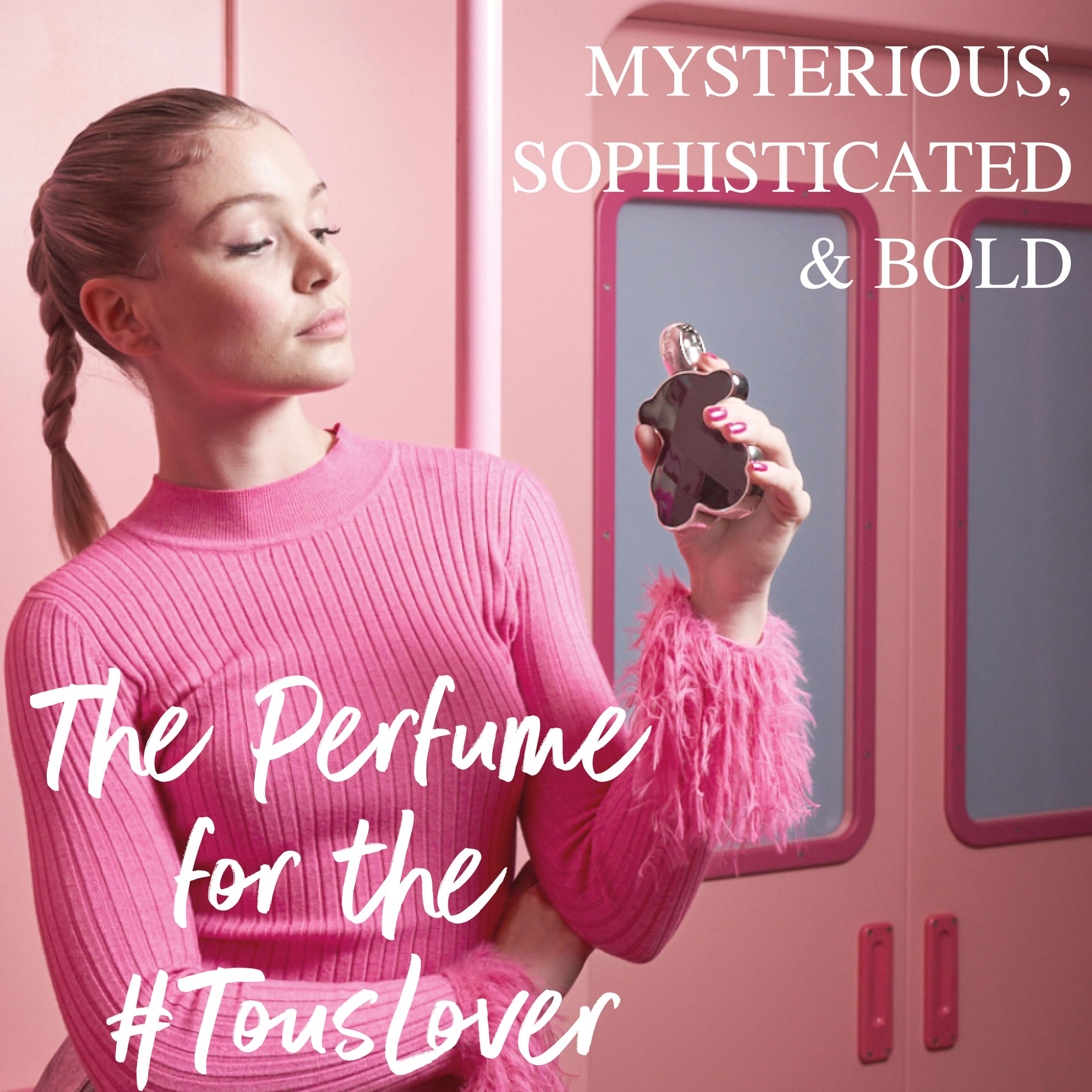 TOUS Love Me Onyx Parfum close-up bottle—visual hints at smooth, easy application.