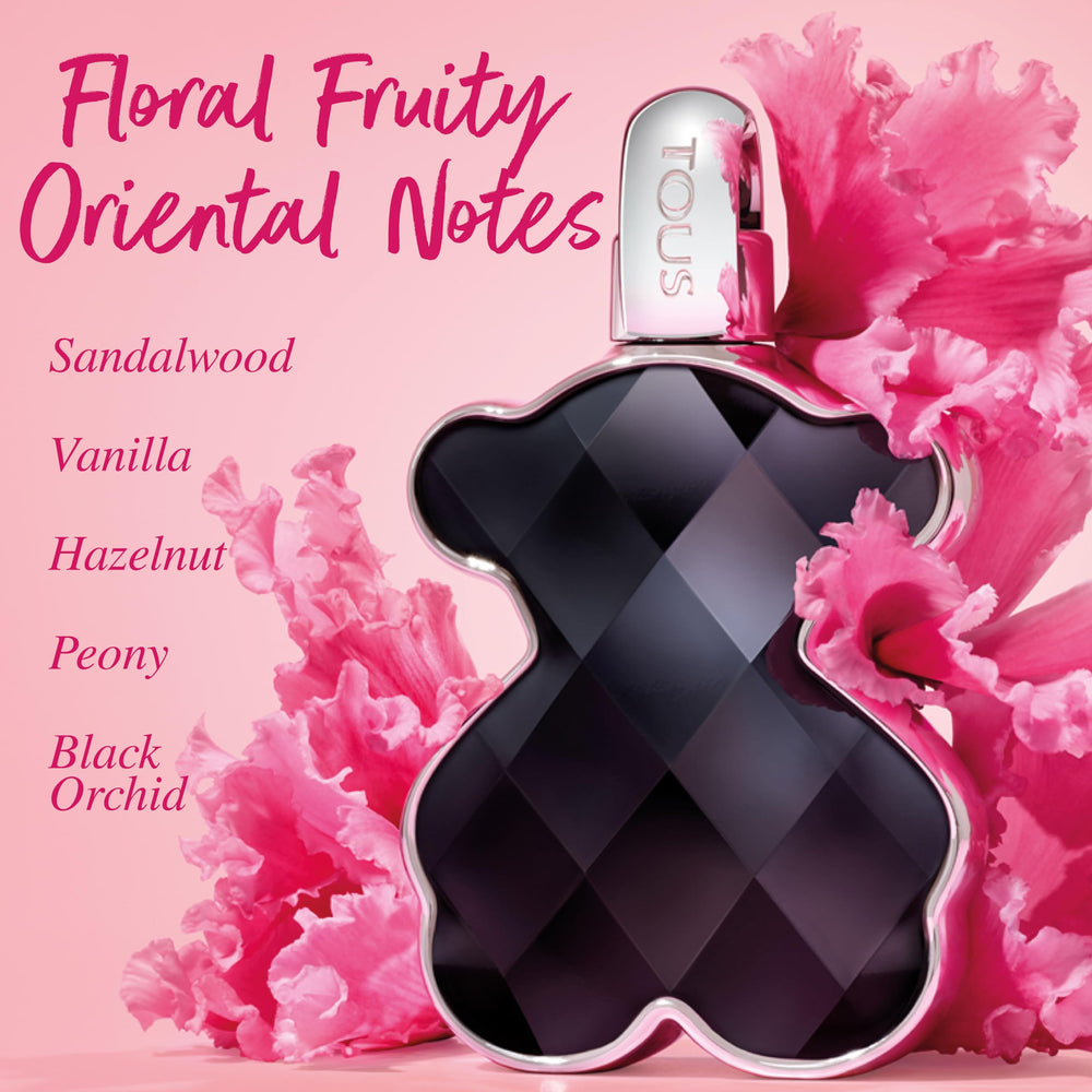 TOUS Love Me Onyx Parfum gift set—romantic luxury option for her.