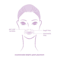 Dolphin-shaped rash-free patch adhered to skin during nighttime wear.