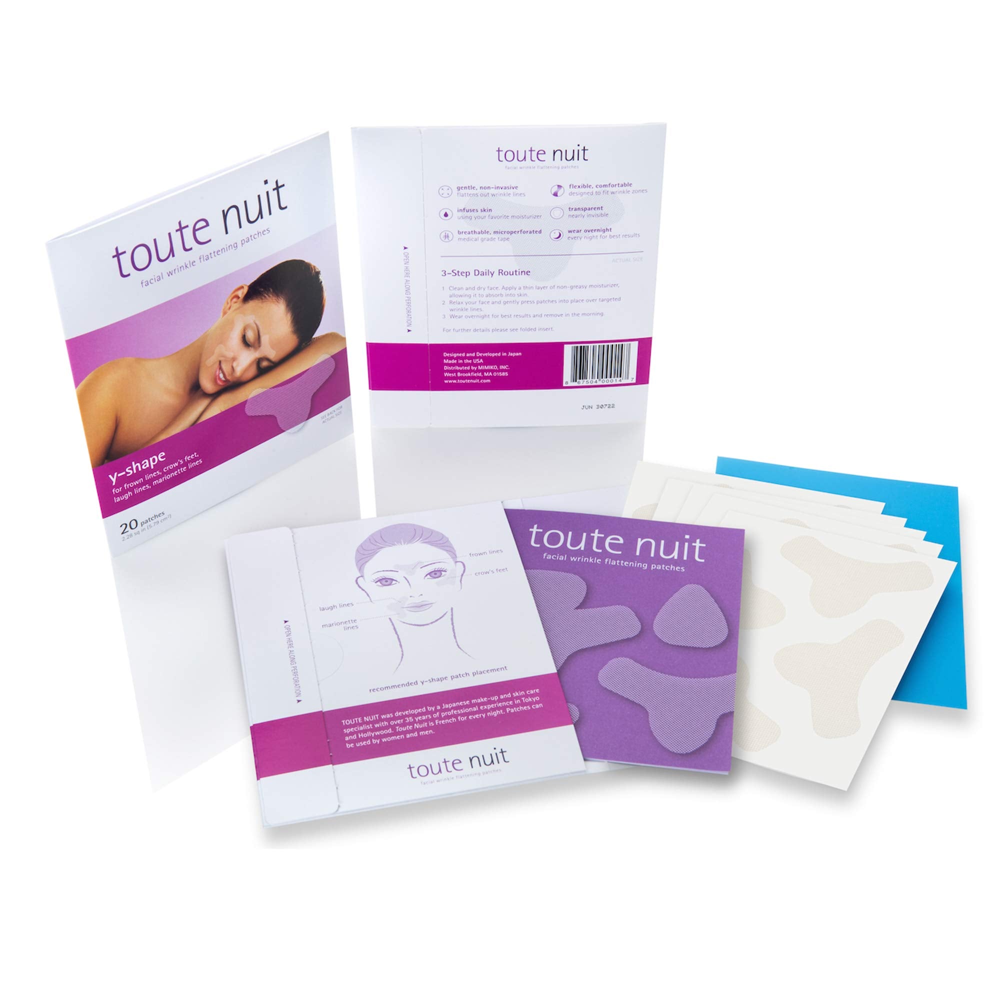 Toute Nuit Wrinkle Patches made-in-usa badge on box conveys quality