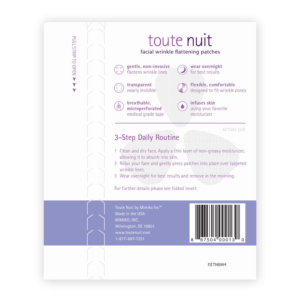 Toute Nuit triangle patches on crows feet could reduce visible creases during nightly rest.