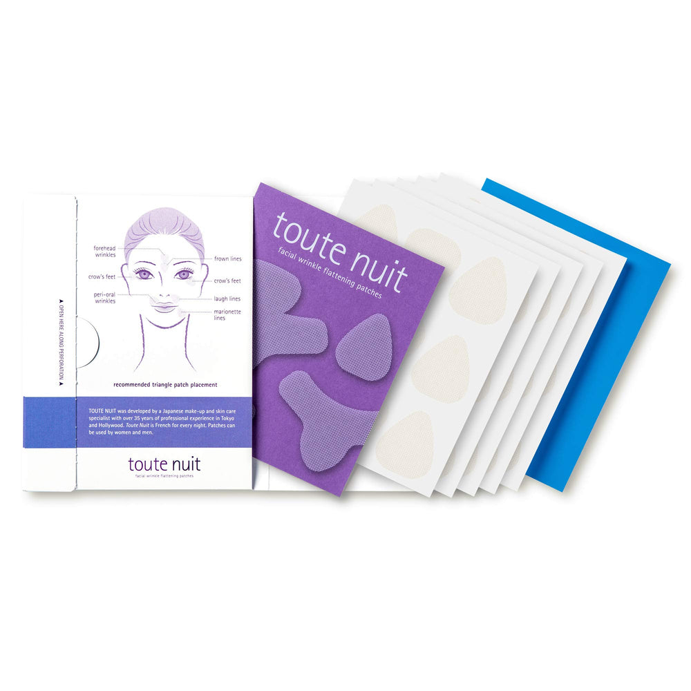 Toute Nuit triangle patches near eye area target crows feet and eye area for gentle smoothing.