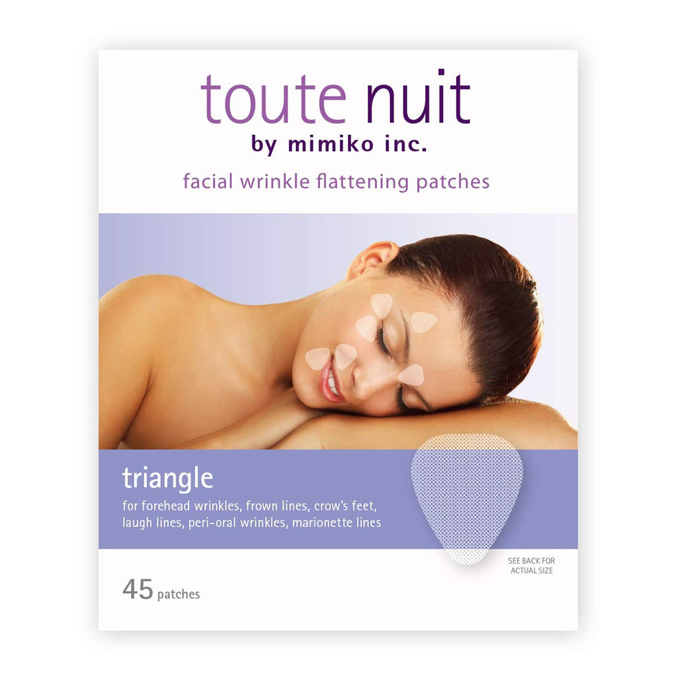 Toute Nuit triangle patches on frown lines may soften expression lines while you sleep.