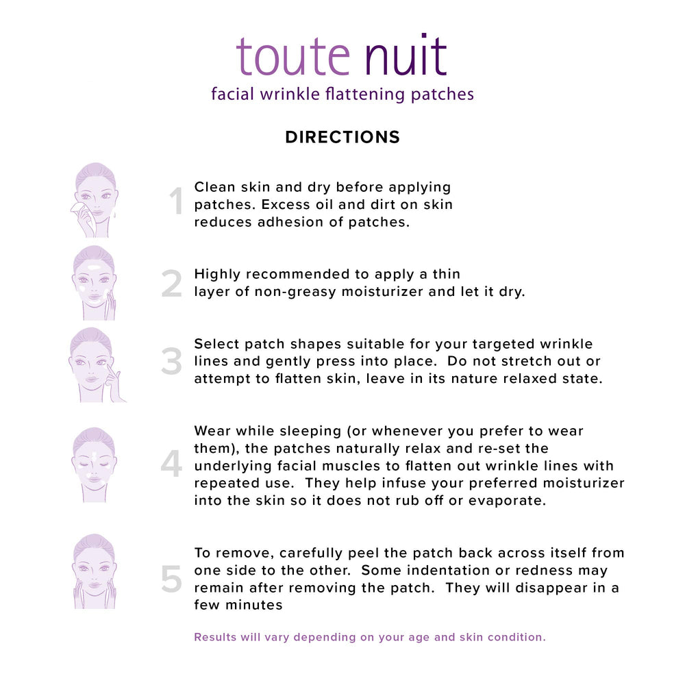 Toute Nuit triangle patches on smile lines can help soften smile-line appearance overnight.