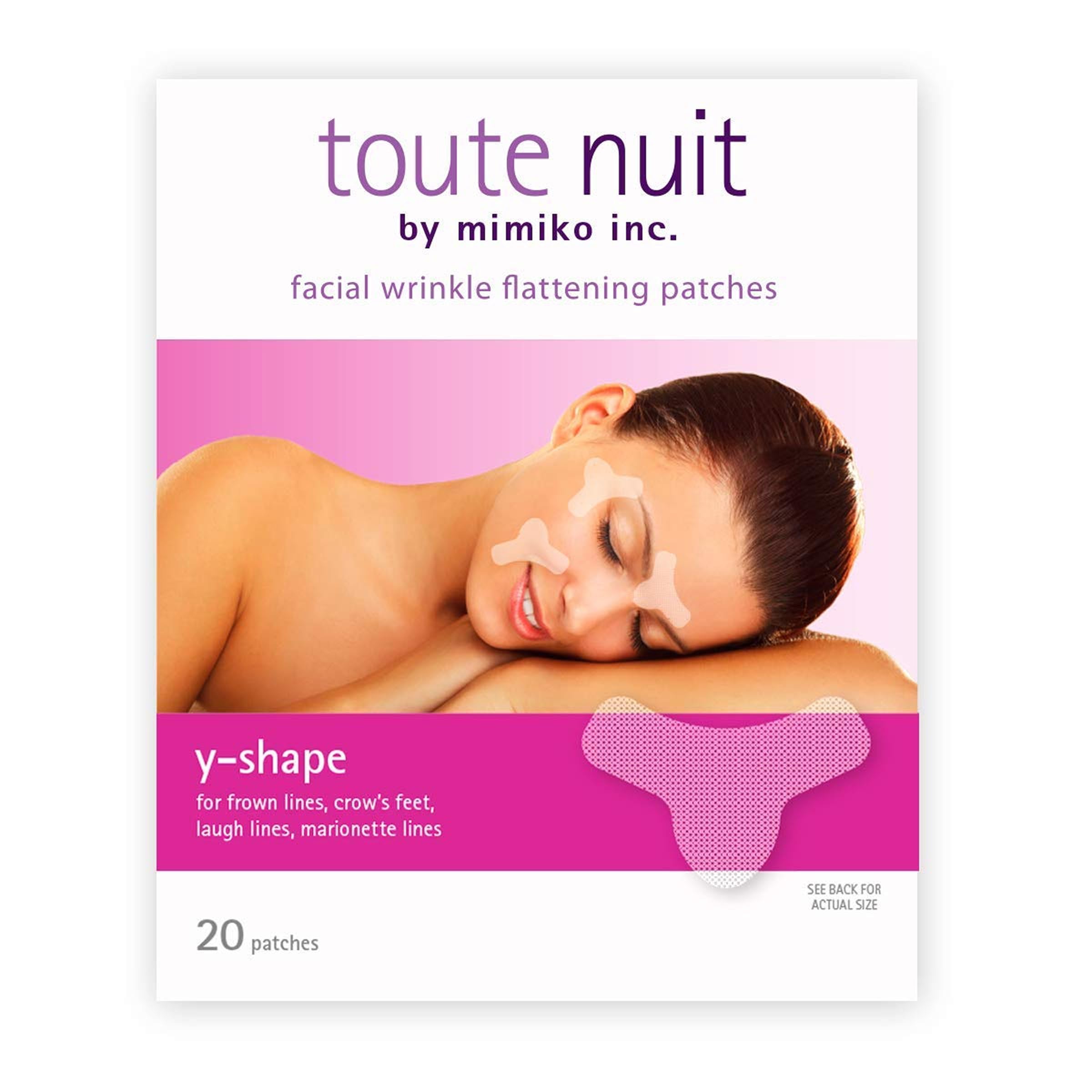Toute Nuit Wrinkle Patches Y Shape between eyes application shows broad coverage