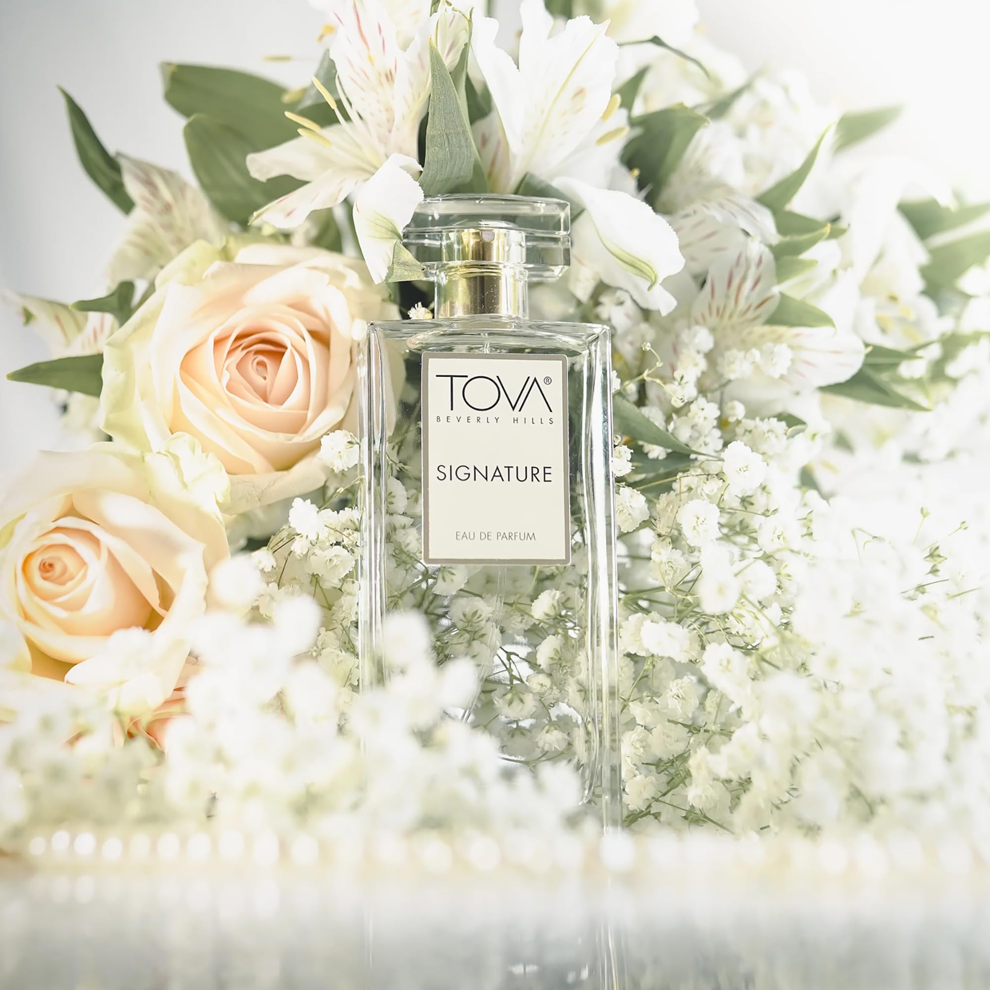 Tova Signature bottle sideview showcases elegant silhouette for classy evening wear and confidence