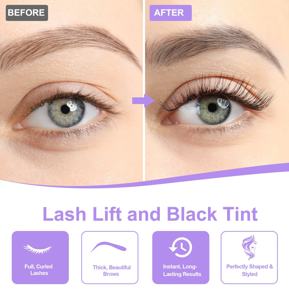 Tovokit perming lotion close-up highlights gentle formula for lashes.