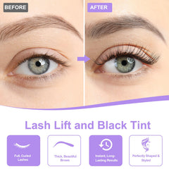Tovokit perming lotion close-up highlights gentle formula for lashes.
