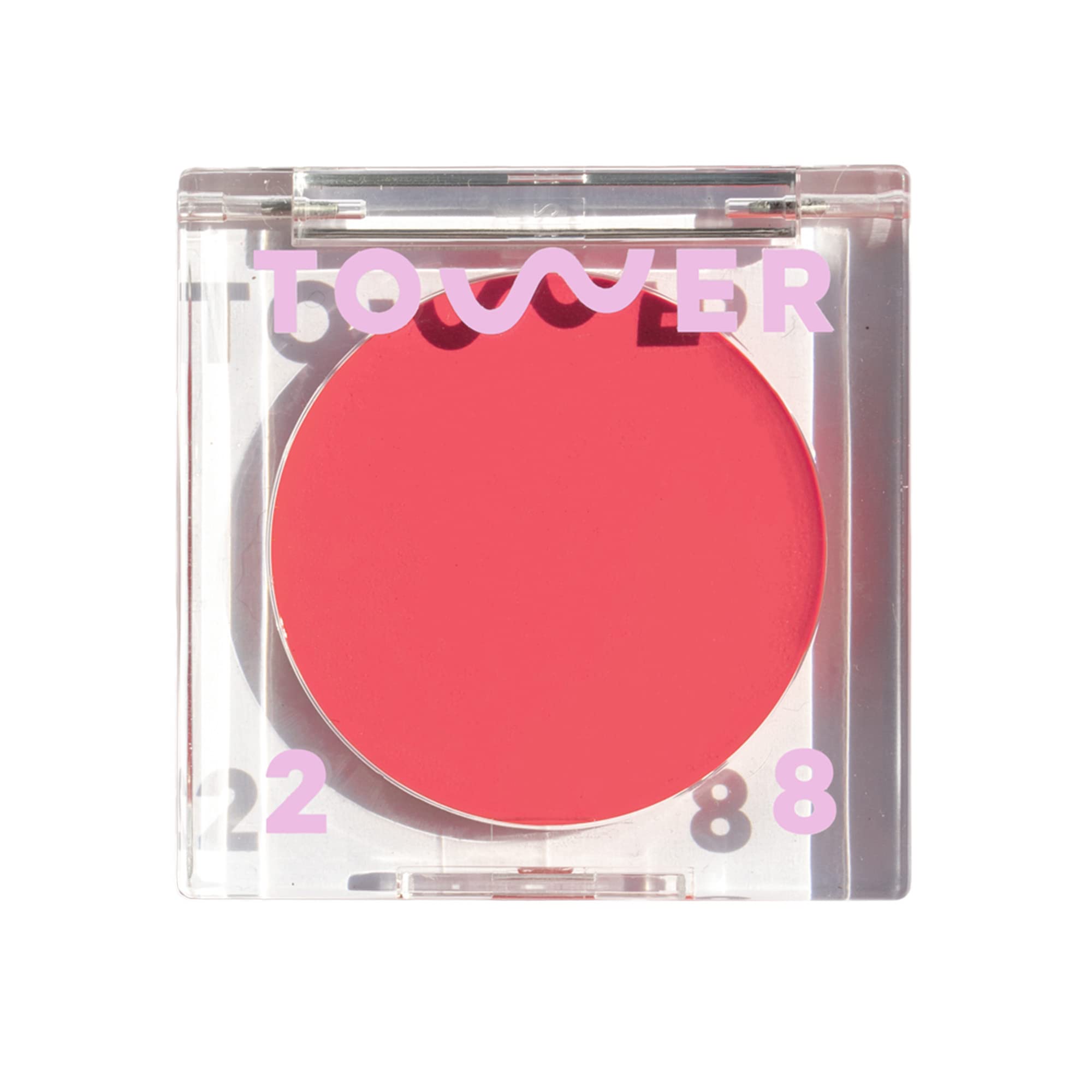 Tower 28 BeachPlease Cream Blush tube swatch shows buildable pink glow for lips or cheeks.