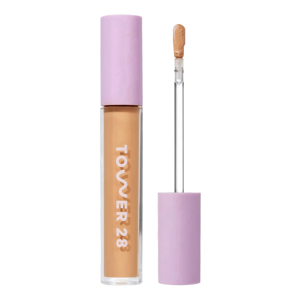 Tower 28 Beauty Swipe Serum Concealer tube-cap close-up, hydrating formula for sensitive skin.