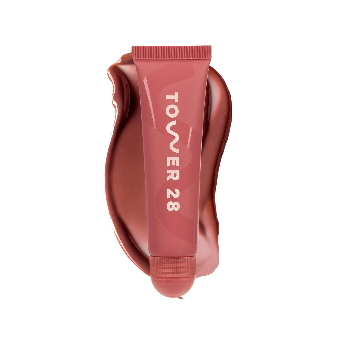Tower 28 LipSoftie Red Bean Mochi lip balm tube delivering hydration.