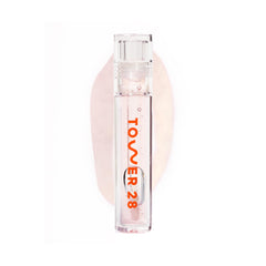 Tower 28 ShineOn Lip Jelly CHILL gloss on display showing clear shine and smooth feel
