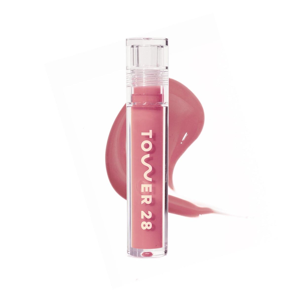 Tower 28 ShineOn Pistachio swatches show milky pink glow and hydration