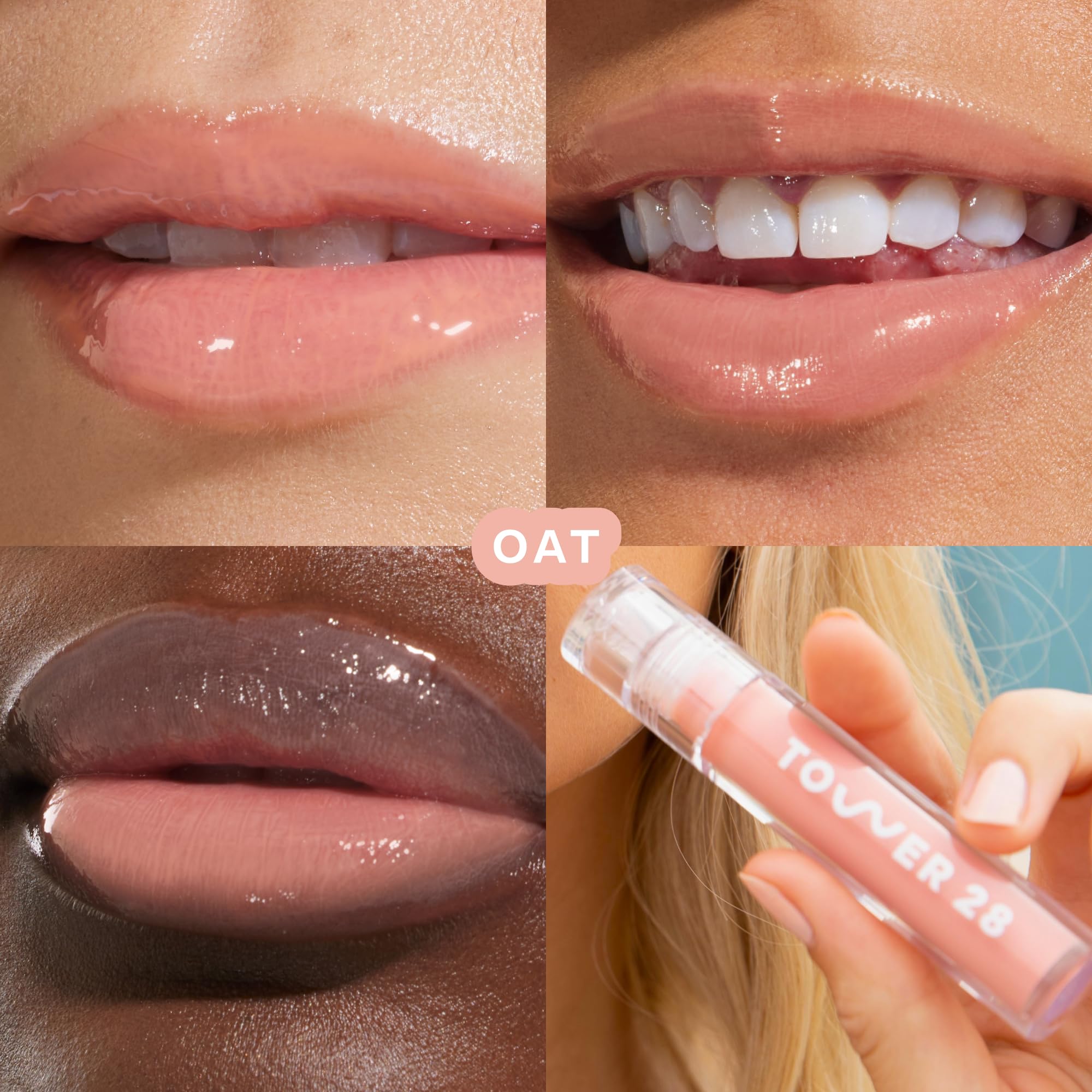 Tower 28 ShineOn Milky Lip Jelly tube application demonstrates non-sticky shine.