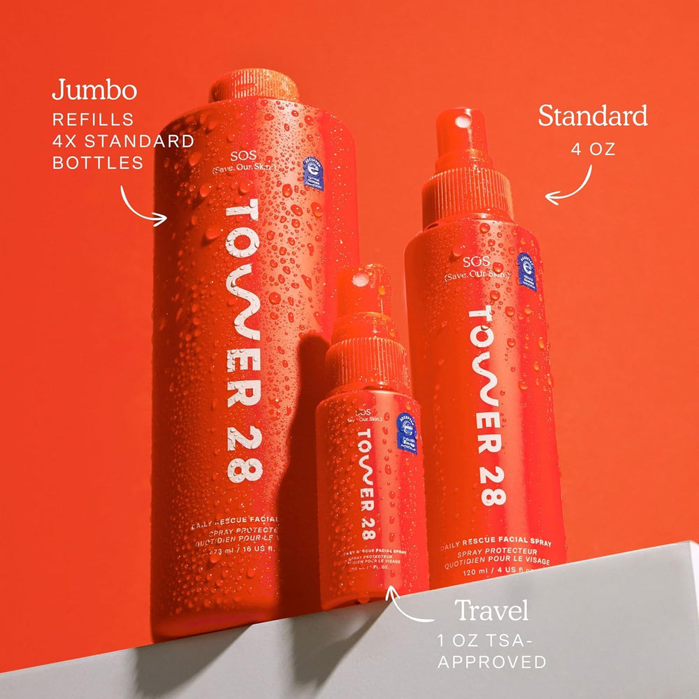 Tower 28 SOS Daily Rescue Spray close-up atomizer for even mist distribution