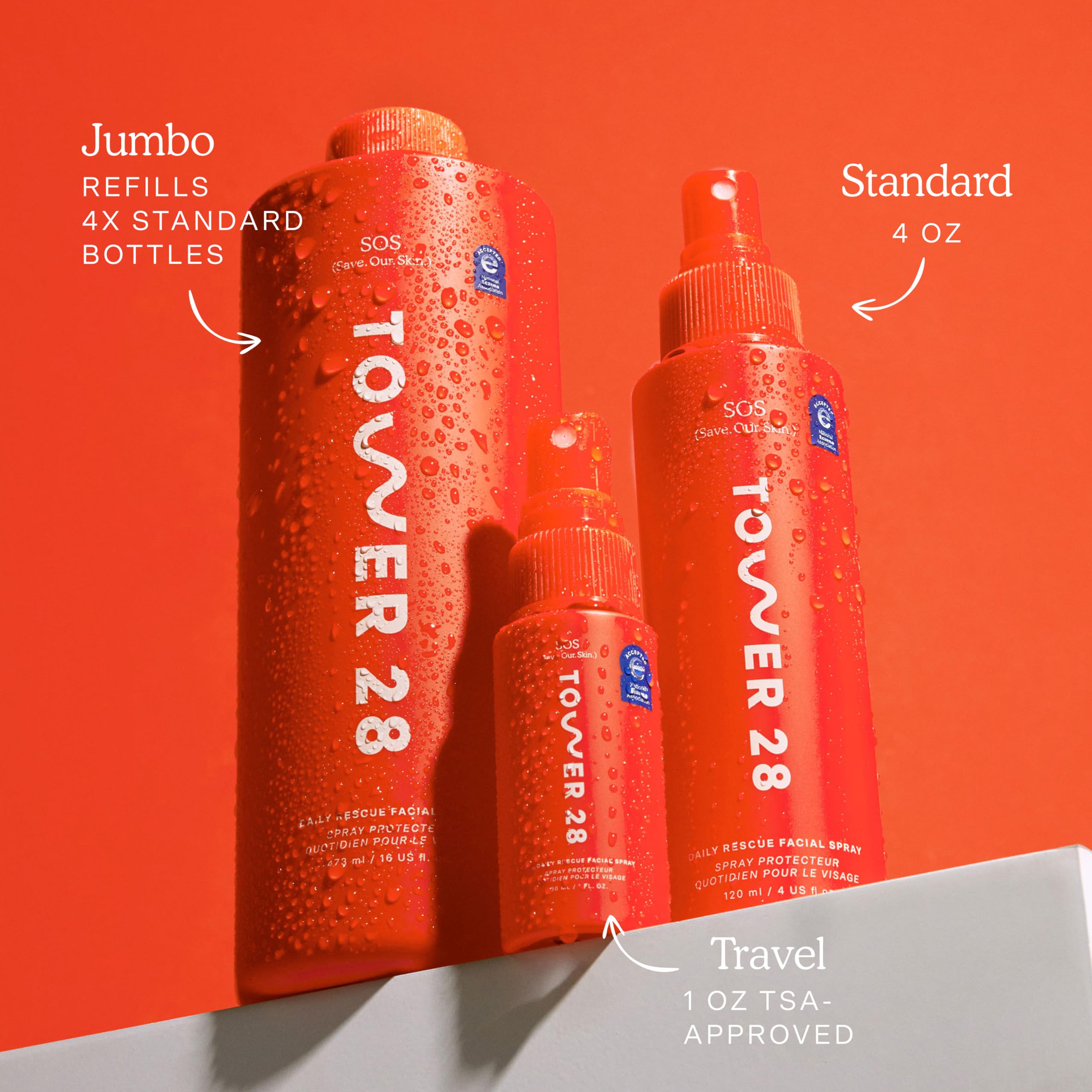 Tower 28 SOS face spray over makeup-remnant demonstrates midday refresh