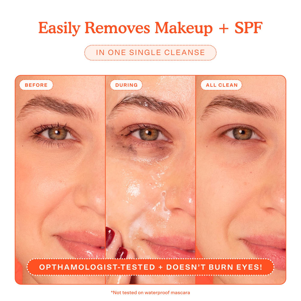 Tower 28 SOS Gel Cleanser applied to skin for a gentle cleanse
