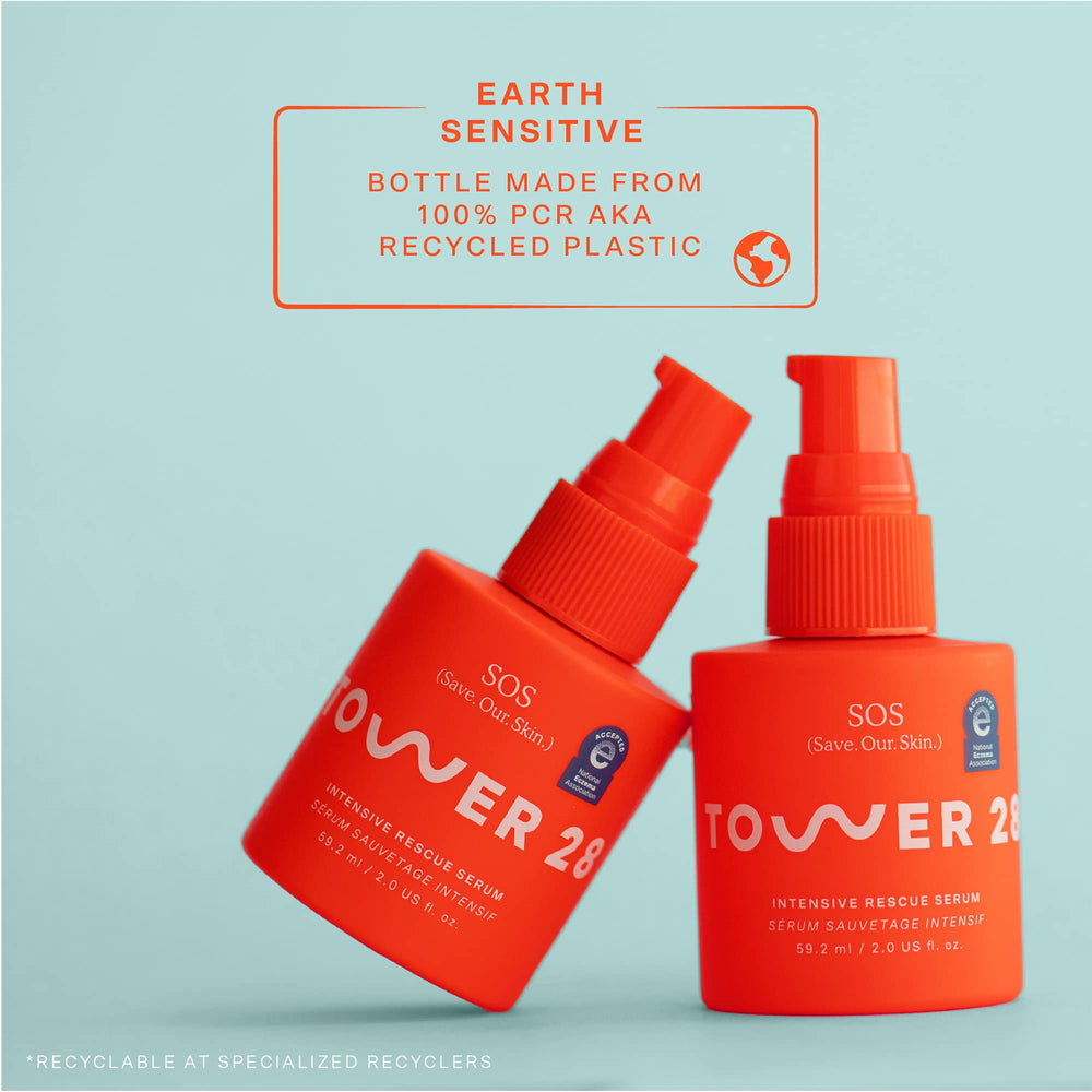 Tower 28 SOS Serum application scene for daily AM and PM use