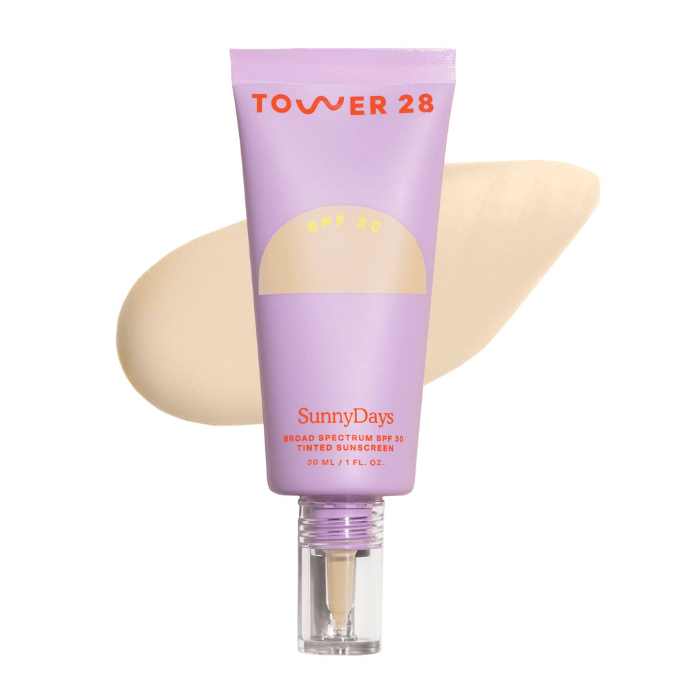 Tower 28 SunnyDays SPF 30 bottle showcases light tint for daily sun protection