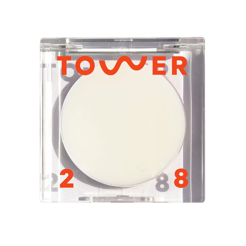 Tower 28 SuperDew balm packaging close-up for easy touch-up glow.