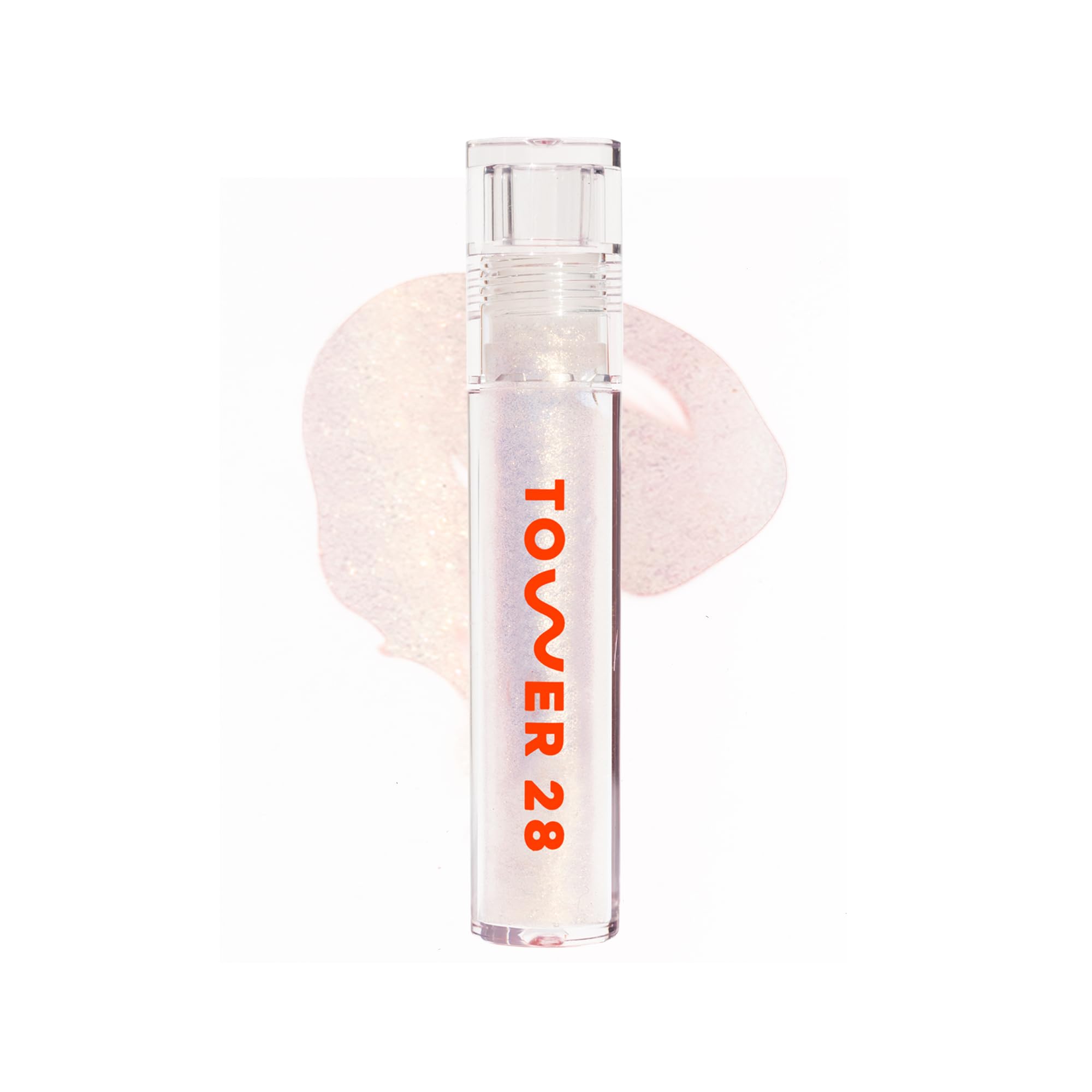 Tower 28 ShineOn Lip Jelly Magic hero application on lips delivers hydrating, non-sticky shine.