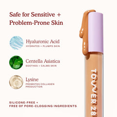 Tower 28 Swipe Serum Concealer soft swatch NoHo shows natural, blended shade for medium tan skin.