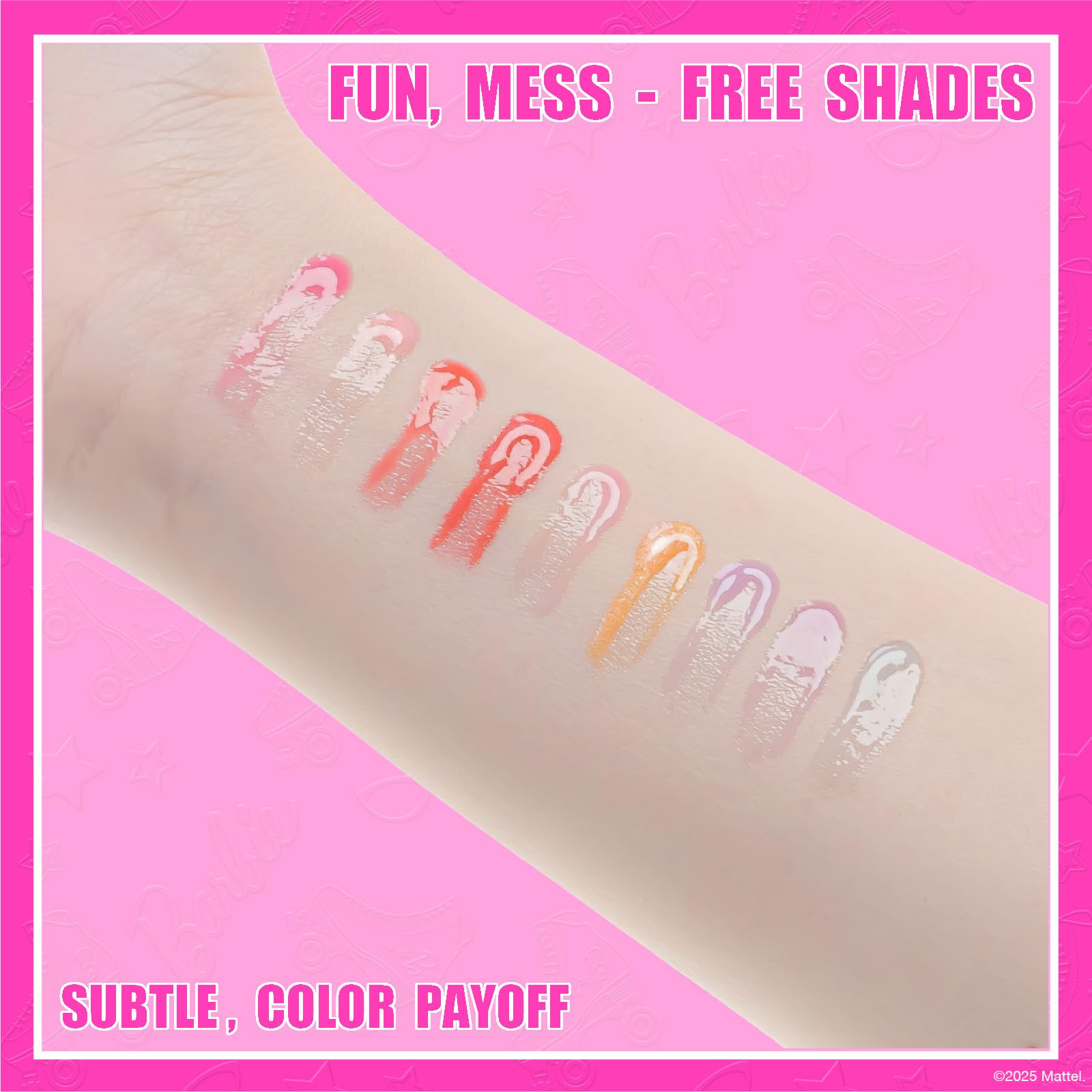 Townley Girl Barbie brillo labial sabor arandano, acabado brillante para colecciones mini.