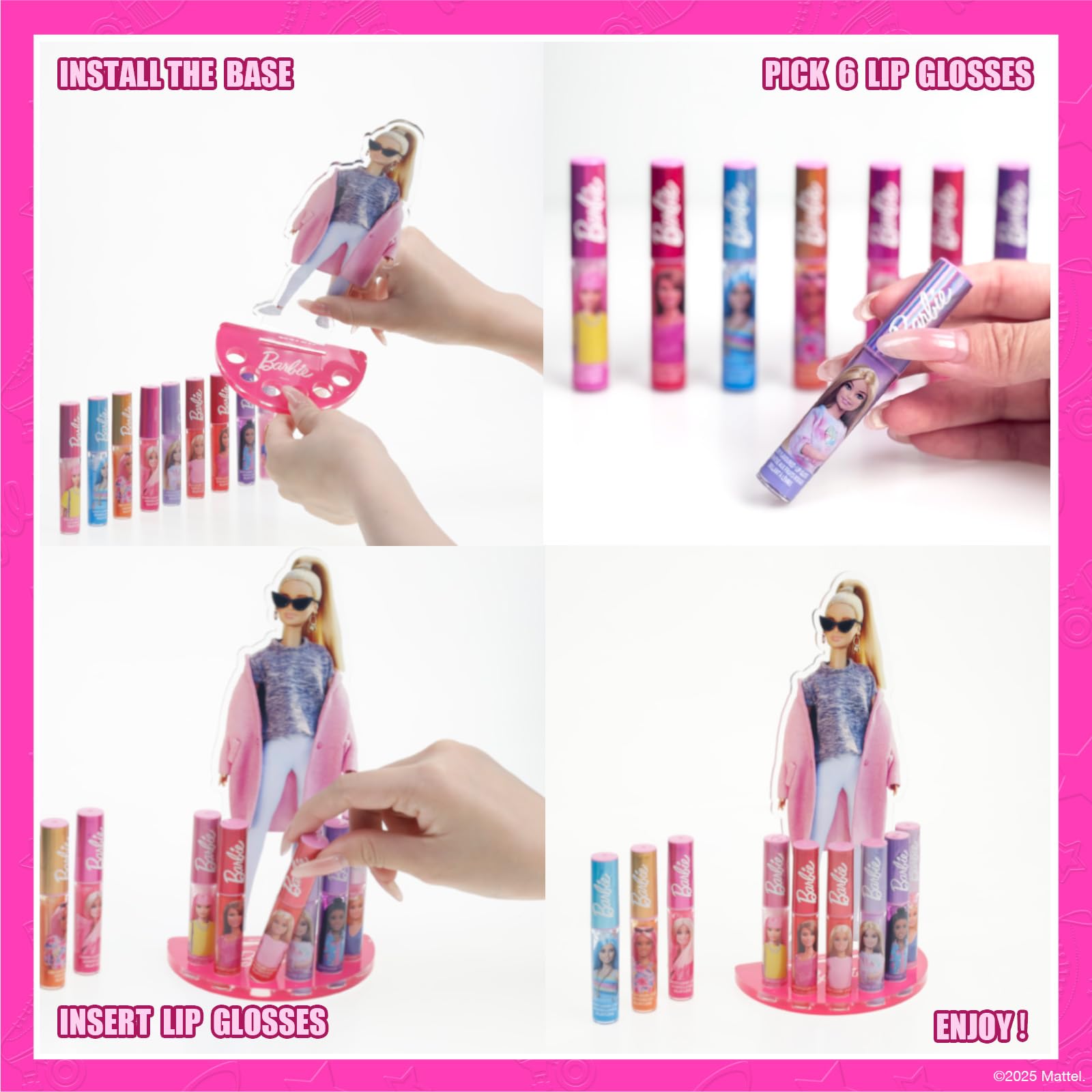 Townley Girl Barbie brillo labial sabor chicle, divertido brillo para juegos de rol.