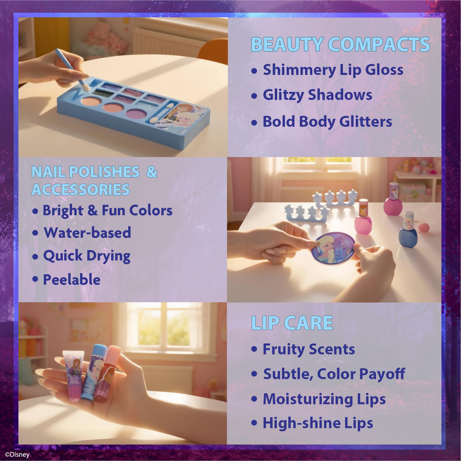 Townley Girl Disney Frozen cotton candy lip gloss for sweet flavor and shimmer